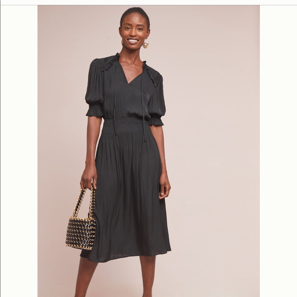 ⭐️Anthropologie Cape May Midi Dress BLACK L